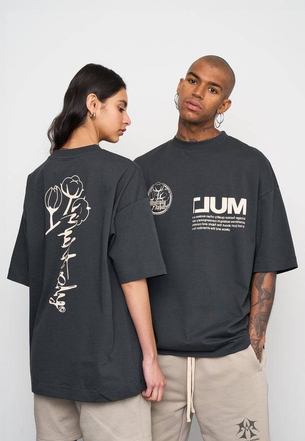 Multiply Spparel Oversize T-Shirt ROOTS Black Soda Washed Verkauf