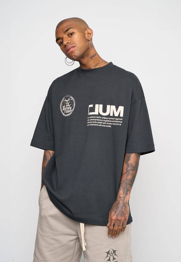 Multiply Spparel Oversize T-Shirt ROOTS Black Soda Washed Verkauf