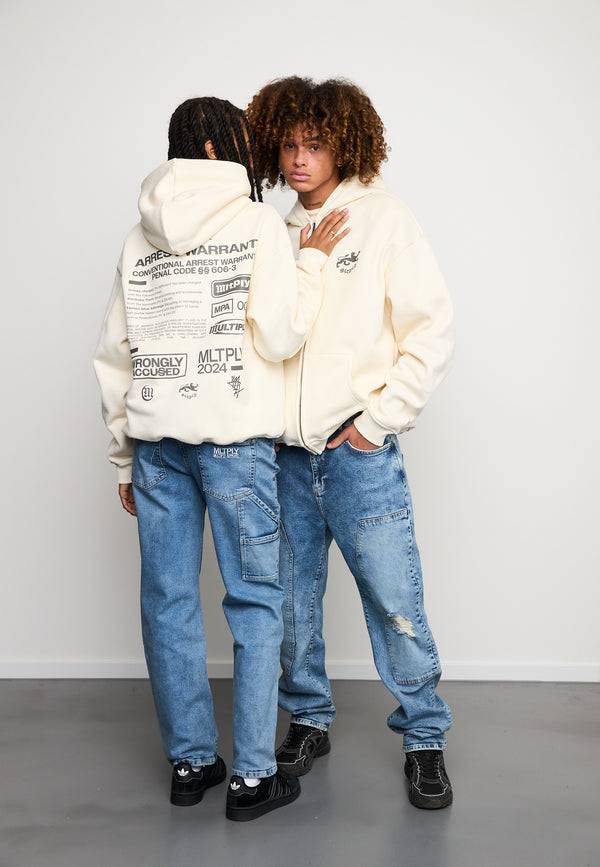 Multiply Spparel Oversize Zip Hoodie WARRANT Egret im Angebot
