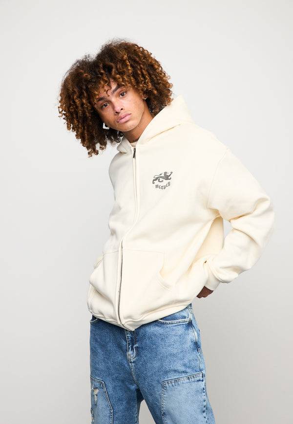 Multiply Spparel Oversize Zip Hoodie WARRANT Egret im Angebot