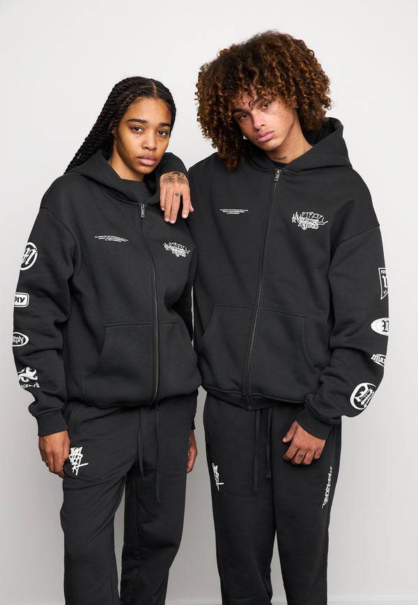 Multiply Spparel Oversize Zip Hoodie TRUTH Black Soda Washed