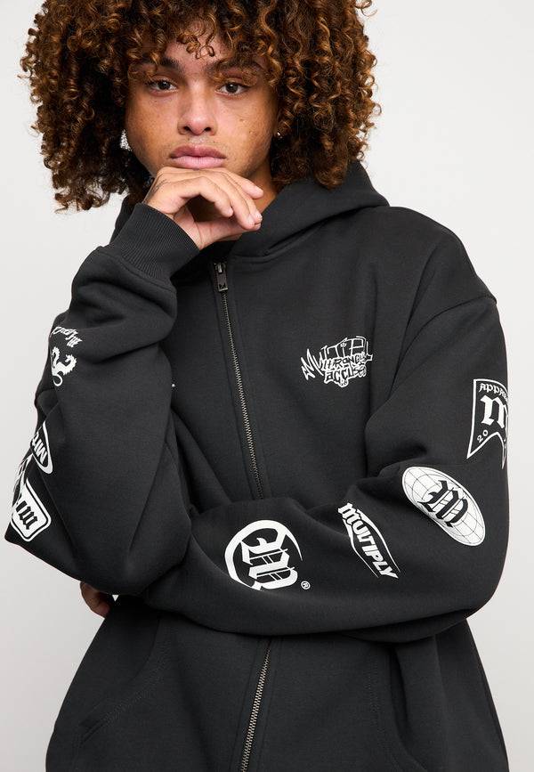 Multiply Spparel Oversize Zip Hoodie TRUTH Black Soda Washed Günstiger Verkauf