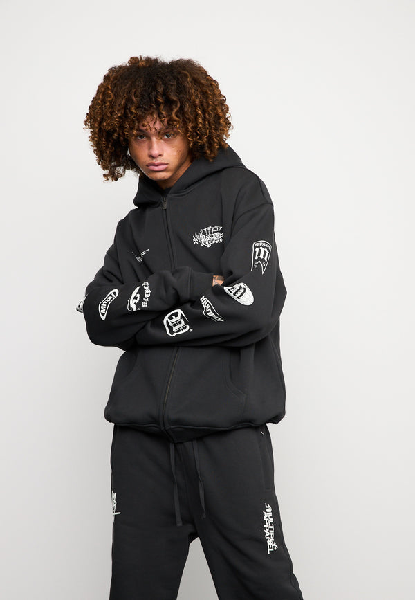 Multiply Spparel Oversize Zip Hoodie TRUTH Black Soda Washed Günstiger Verkauf