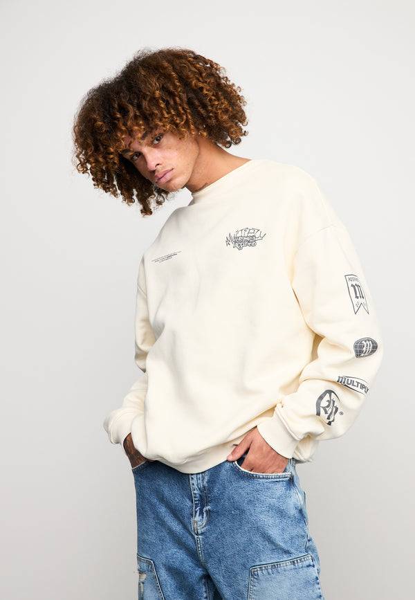 Multiply Spparel Oversize Sweatshirt TRUTH Egret Clearance-Verkauf