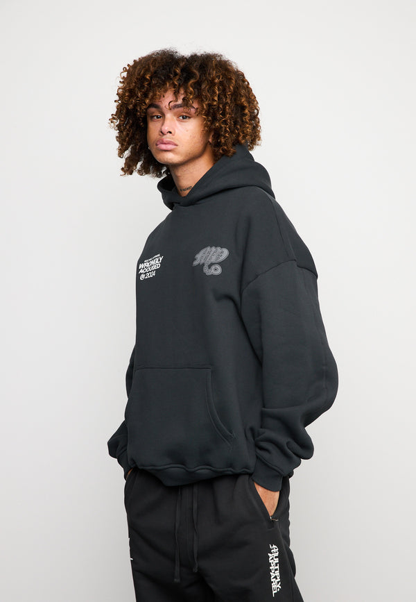 Multiply Spparel Oversize Hoodie FALSEHOOD Black Soda Washed Online