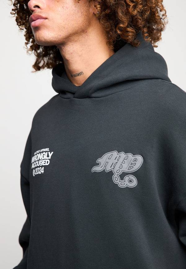 Multiply Spparel Oversize Hoodie FALSEHOOD Black Soda Washed Online