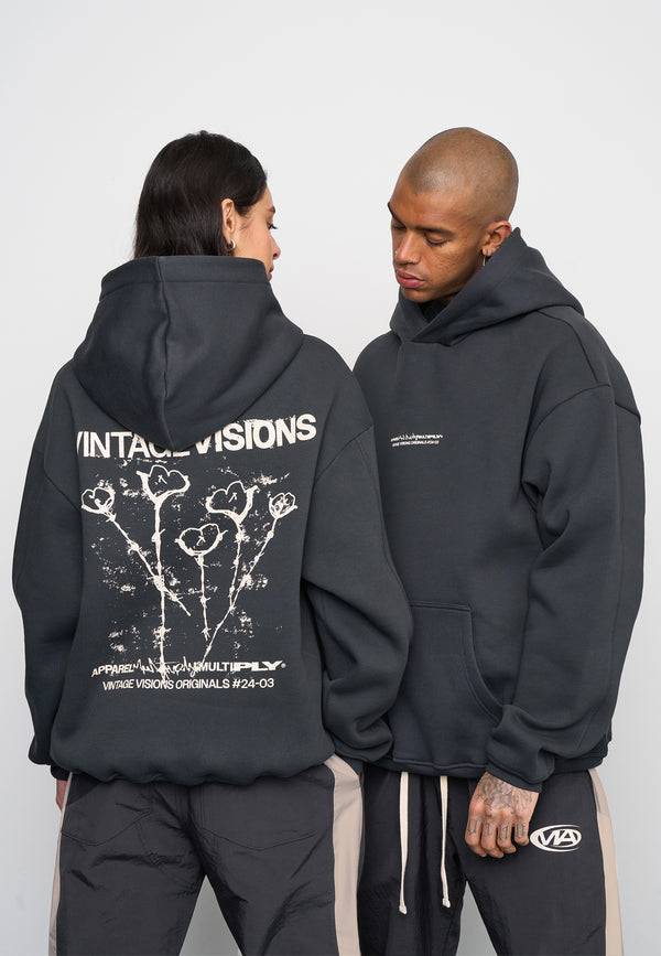 Multiply Spparel Oversize Hoodie V Visions Black Soda Washed im Angebot
