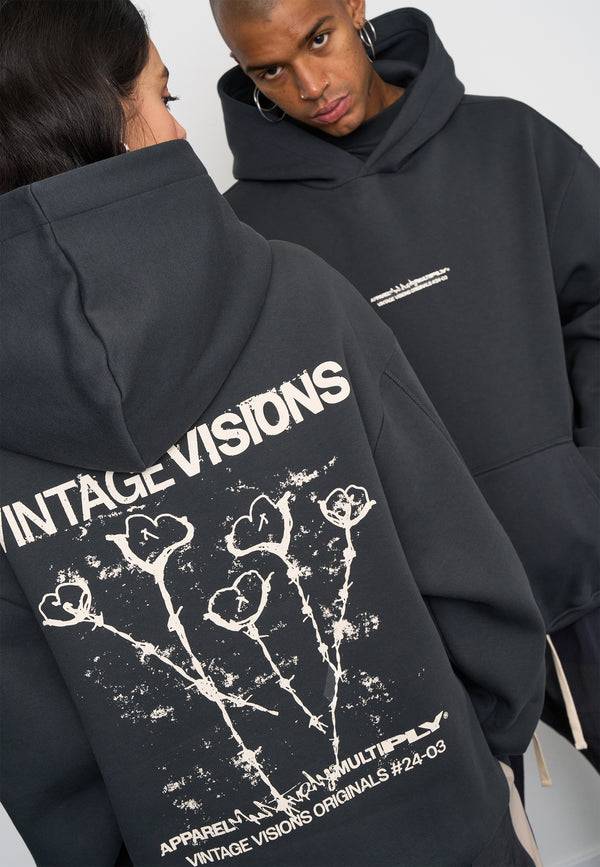 Multiply Spparel Oversize Hoodie V Visions Black Soda Washed im Angebot