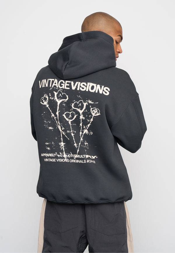 Multiply Spparel Oversize Hoodie V Visions Black Soda Washed im Angebot