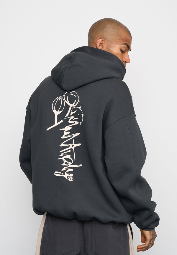 Multiply Spparel Oversize Zip Hoodie ROOTS Black Soda Washed Schlussverkauf
