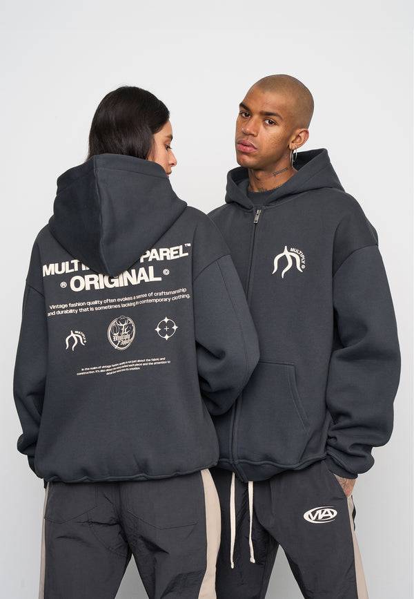 Multiply Spparel Oversize Zip Hoodie ORIGIN Black Soda Washed Günstiger Verkauf