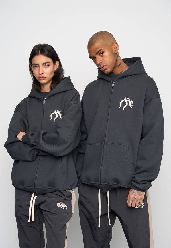 Multiply Spparel Oversize Zip Hoodie ORIGIN Black Soda Washed Günstiger Verkauf