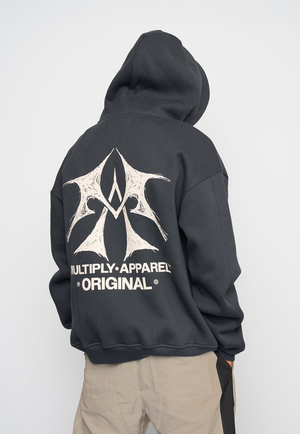 Multiply Spparel Oversize Zip Hoodie SKETCH Black Soda Washed Fabrikverkauf