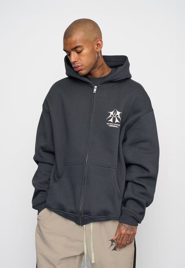 Multiply Spparel Oversize Zip Hoodie SKETCH Black Soda Washed Fabrikverkauf