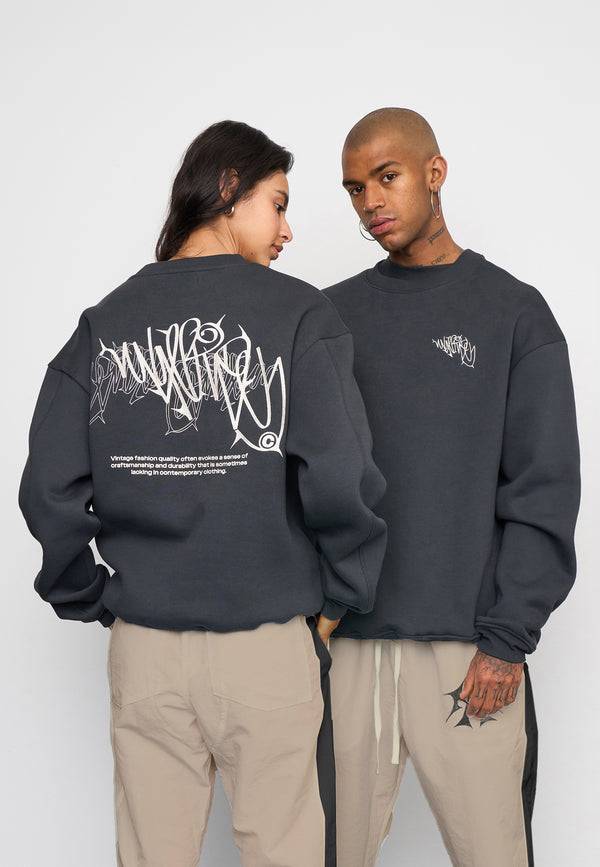 Multiply Spparel Oversize Sweatshirt THORNES Black Soda Washed Meist gekauft