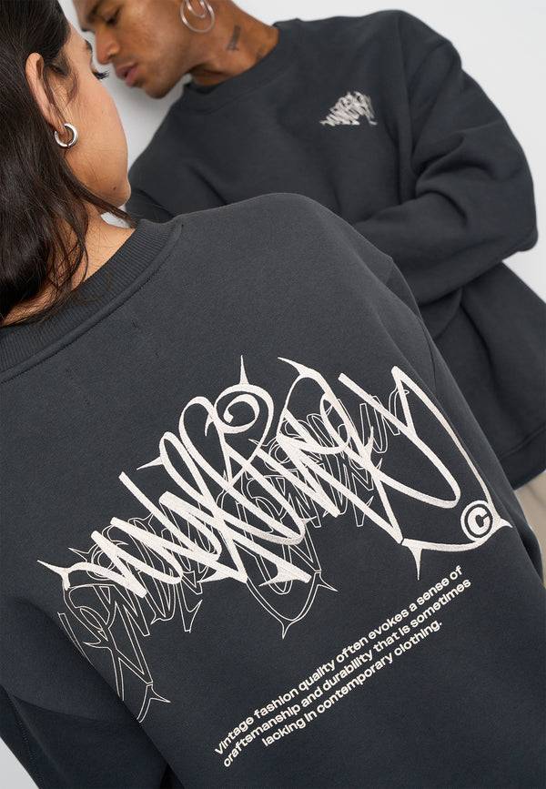 Multiply Spparel Oversize Sweatshirt THORNES Black Soda Washed Meist gekauft
