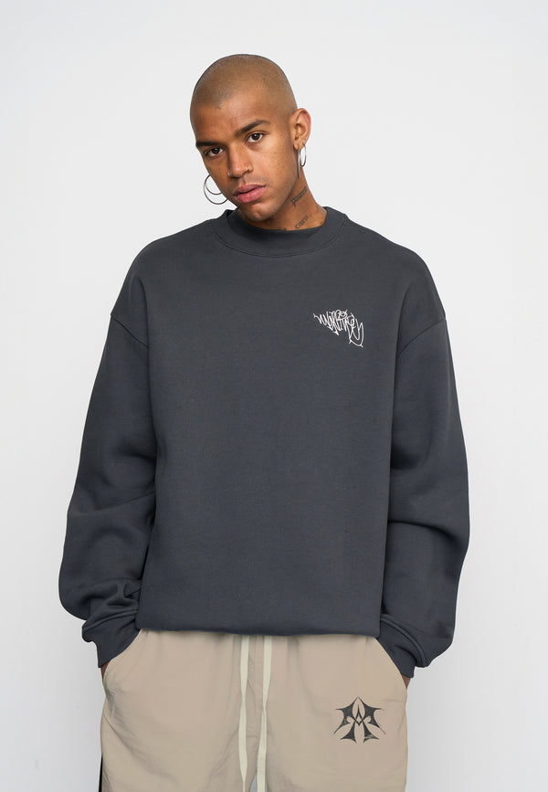 Multiply Spparel Oversize Sweatshirt THORNES Black Soda Washed Meist gekauft