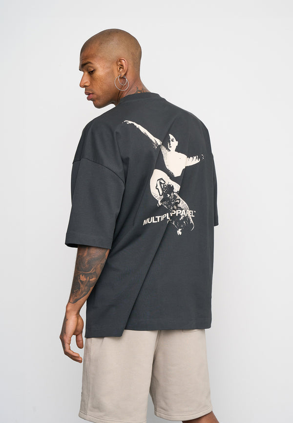 Multiply Spparel Oversize T-Shirt KICKFLIP Black Soda Washed Outlet