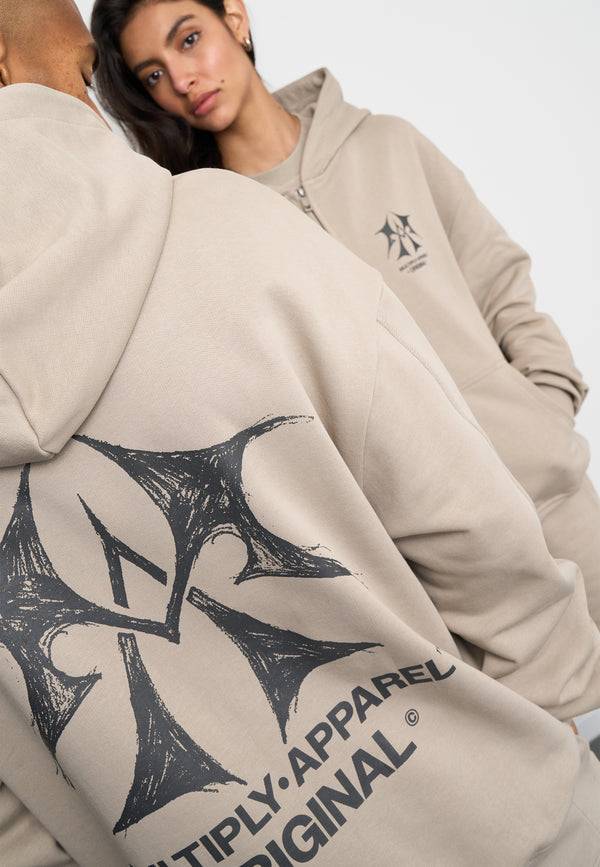 Multiply Spparel Oversize Zip Hoodie SKETCH Vintage Khaki Angebote