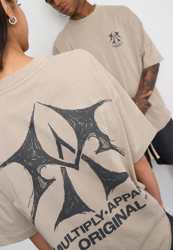Multiply Spparel Oversize T-Shirt SKETCH Vintage Khaki im Angebot