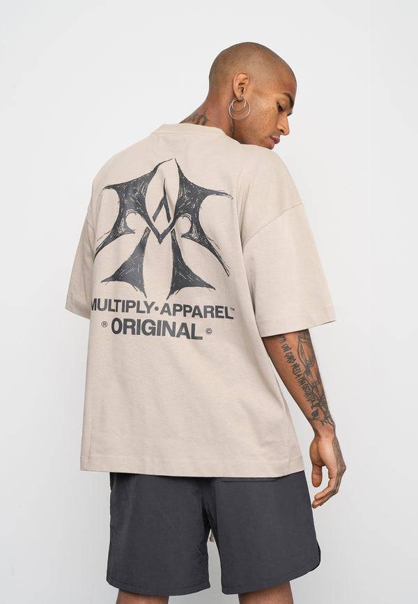 Multiply Spparel Oversize T-Shirt SKETCH Vintage Khaki im Angebot