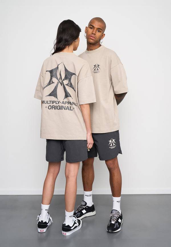 Multiply Spparel Oversize T-Shirt SKETCH Vintage Khaki im Angebot