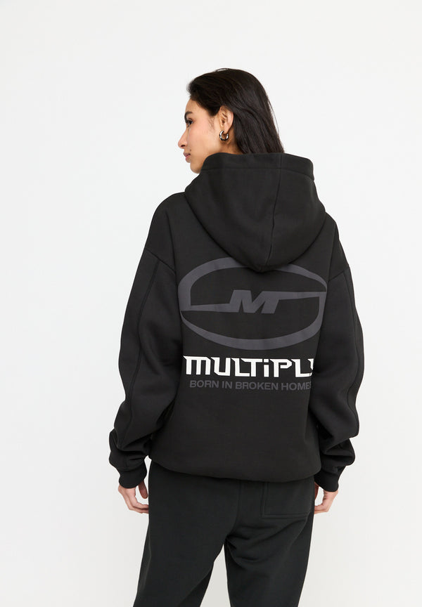 Multiply Spparel Oversize Zip Hoodie BROKEN IDENTITY Black Soda Washed Fabrikverkauf