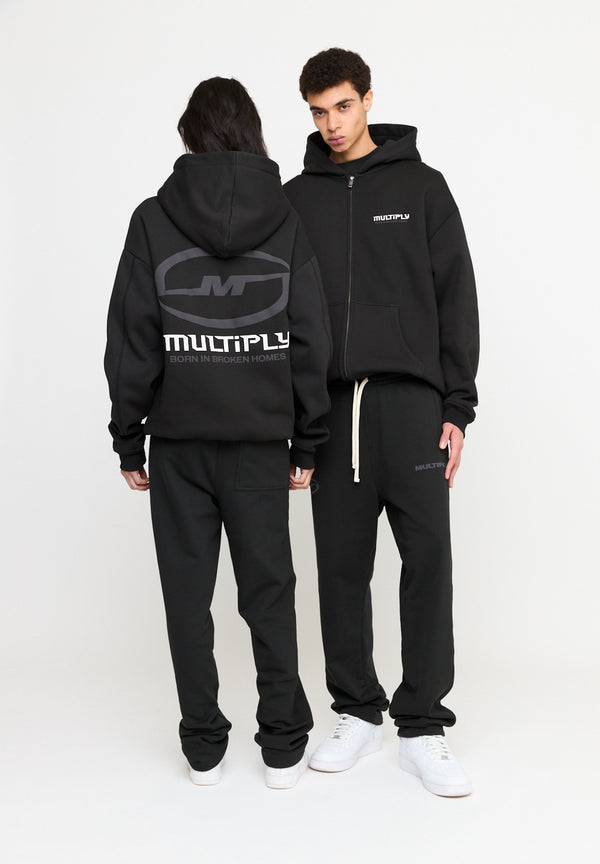 Multiply Spparel Oversize Zip Hoodie BROKEN IDENTITY Black Soda Washed Fabrikverkauf
