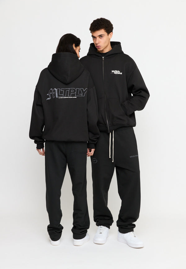 Multiply Spparel Oversize Zip Hoodie IMPACT Black Soda Washed Blitzverkäufe