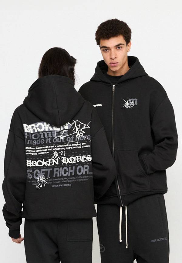 Multiply Spparel Oversize Zip Hoodie CUSTODY Black Soda Washed Kostenloser Versand