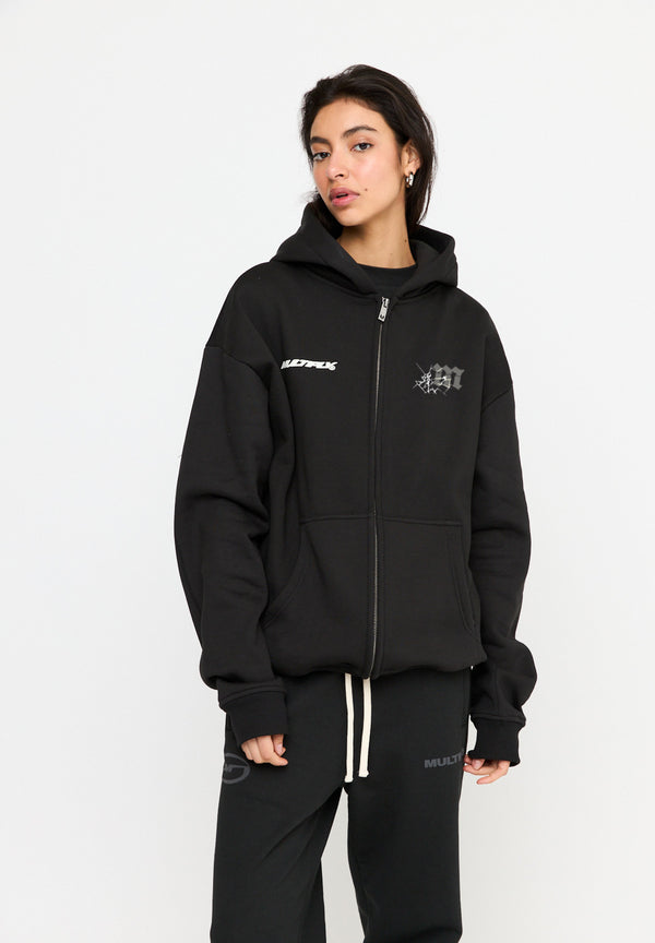 Multiply Spparel Oversize Zip Hoodie CUSTODY Black Soda Washed Kostenloser Versand