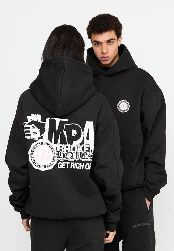 Multiply Spparel Oversize Hoodie SEPARATION Black Soda Washed Limitierter Zeitrabatt