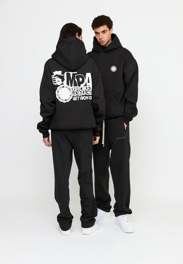 Multiply Spparel Oversize Hoodie SEPARATION Black Soda Washed Limitierter Zeitrabatt
