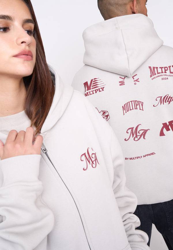 Multiply Spparel Oversize Zip Hoodie COMPETITION Dove Rabatt