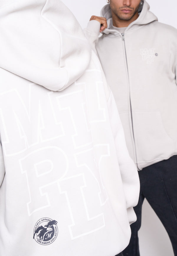 Multiply Spparel Oversize Zip Hoodie LIBRARY Dove Versandkostenfrei