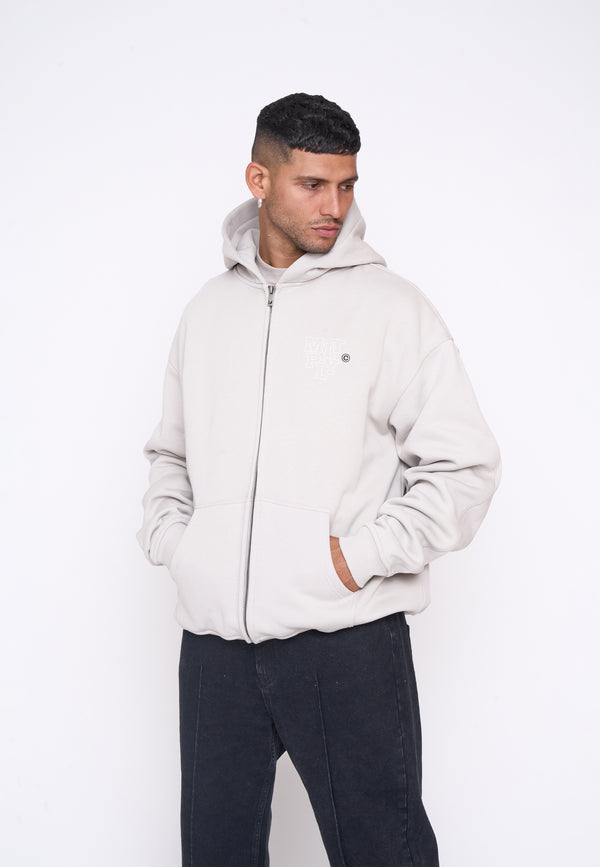 Multiply Spparel Oversize Zip Hoodie LIBRARY Dove Versandkostenfrei