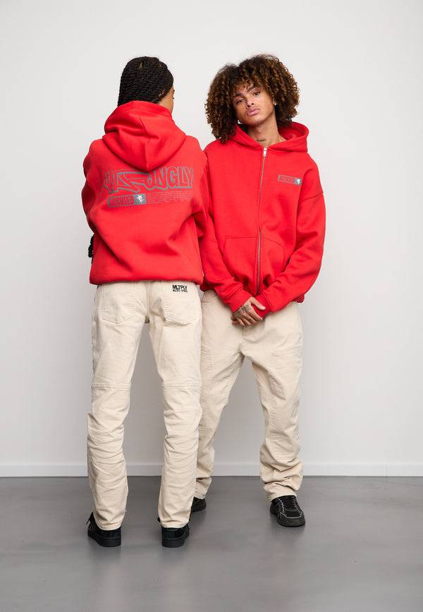 Multiply Spparel Oversize Zip Hoodie PAROLE Flame Scarlet Heißer Verkauf