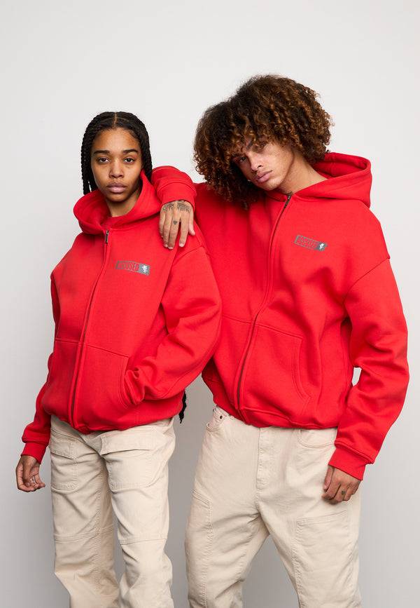 Multiply Spparel Oversize Zip Hoodie PAROLE Flame Scarlet Heißer Verkauf