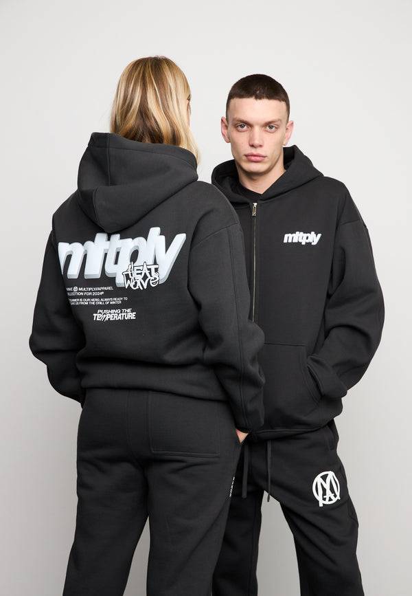 Multiply Spparel Oversize Zip Hoodie HEAT Black Soda Washed Blitzangebot