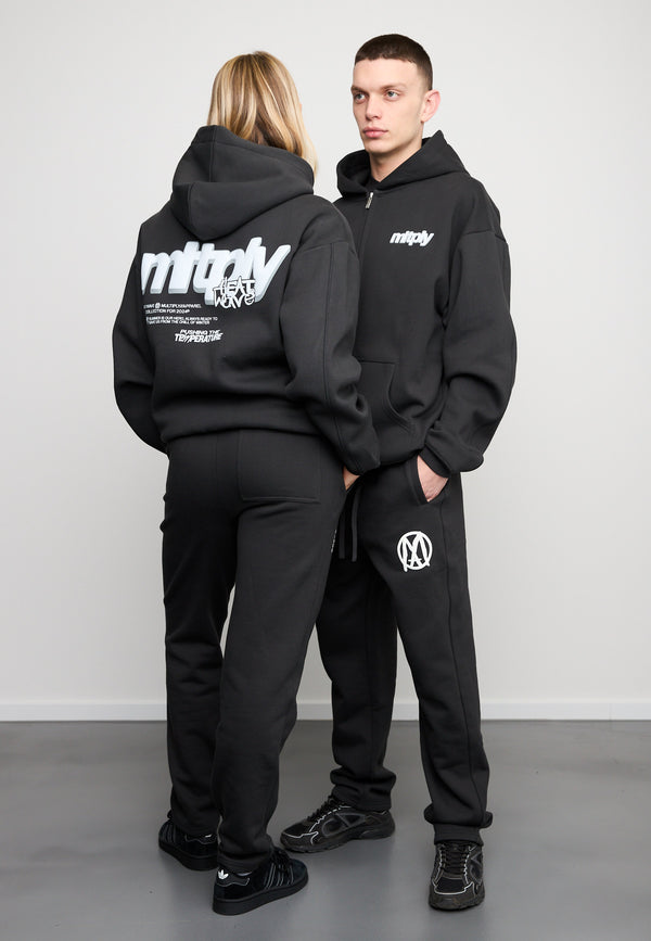 Multiply Spparel Oversize Zip Hoodie HEAT Black Soda Washed Blitzangebot