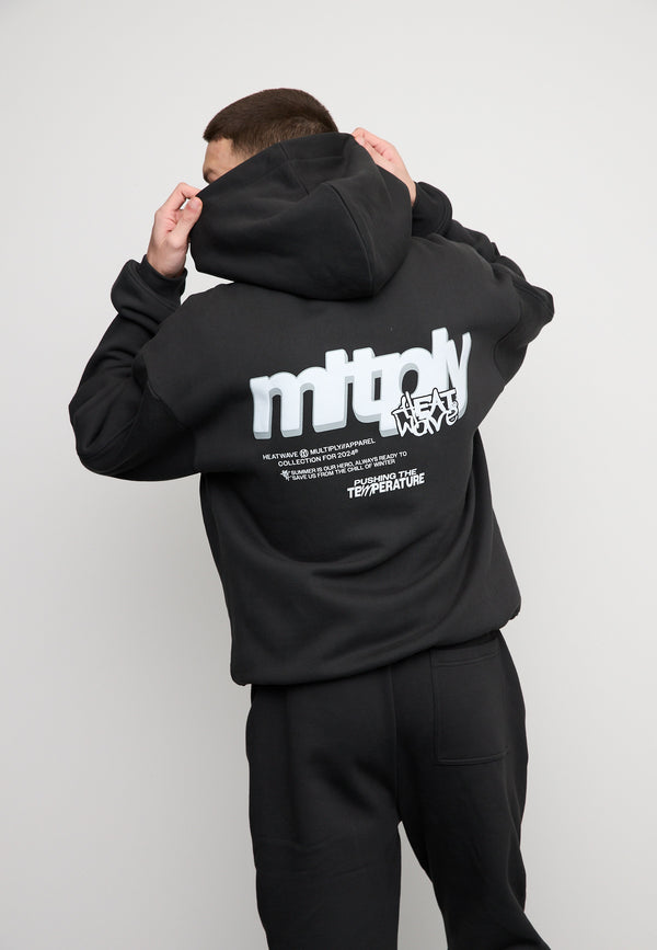 Multiply Spparel Oversize Zip Hoodie HEAT Black Soda Washed Blitzangebot