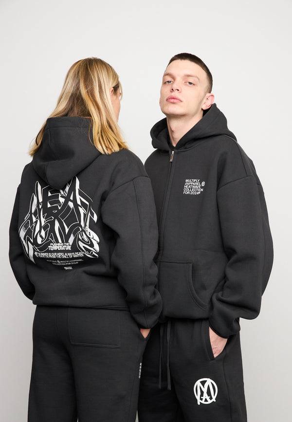 Multiply Spparel Oversize Zip Hoodie TEMPERATURE Black Soda Washed Große Rabatte