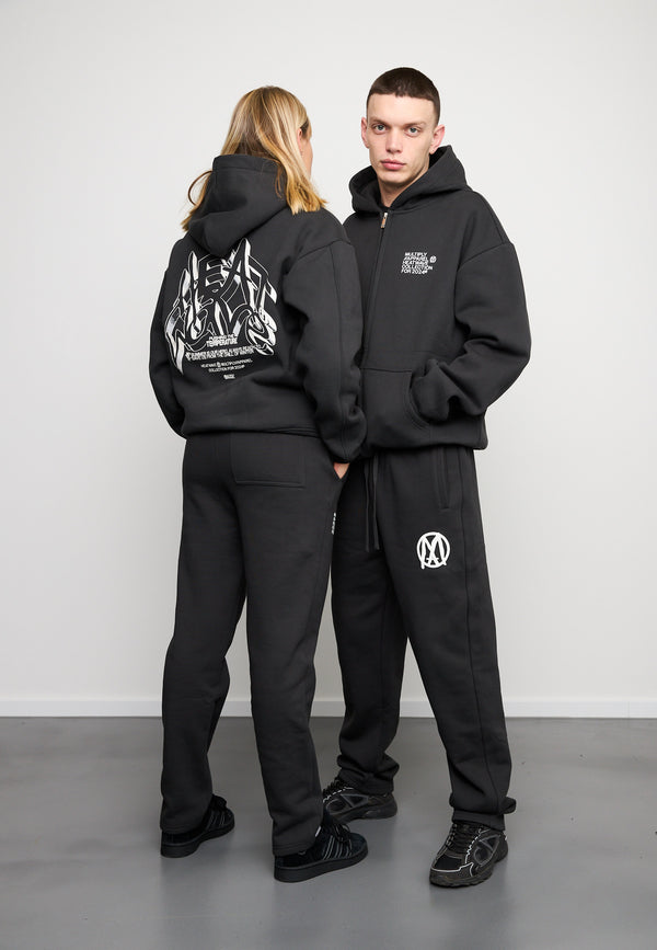 Multiply Spparel Oversize Zip Hoodie TEMPERATURE Black Soda Washed Große Rabatte