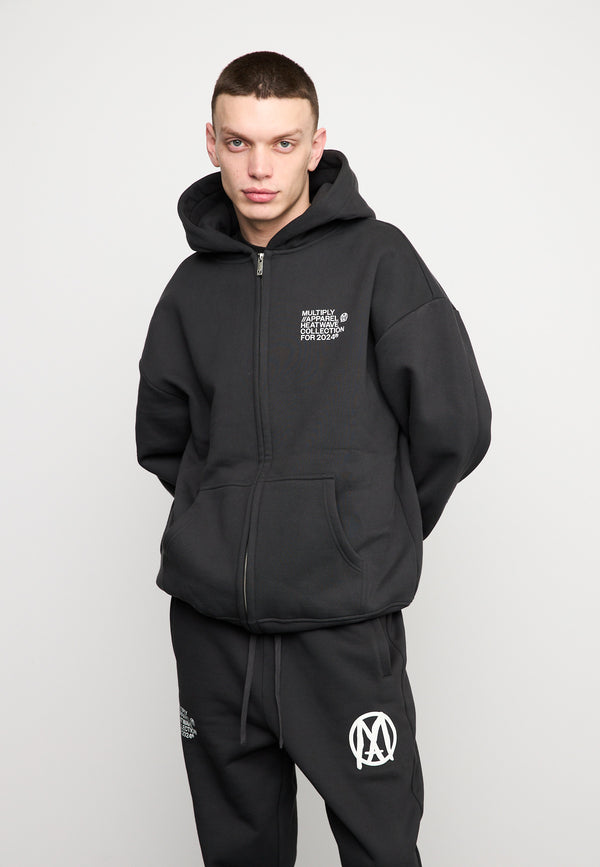 Multiply Spparel Oversize Zip Hoodie TEMPERATURE Black Soda Washed Große Rabatte
