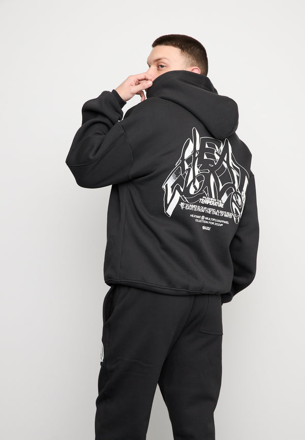 Multiply Spparel Oversize Zip Hoodie TEMPERATURE Black Soda Washed Große Rabatte