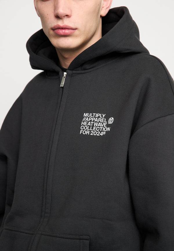 Multiply Spparel Oversize Zip Hoodie TEMPERATURE Black Soda Washed Große Rabatte