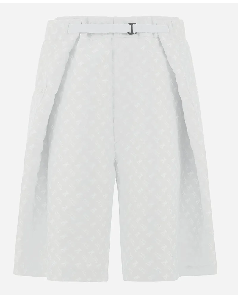 Herno Kurz Geschnittene Globe Hose Aus Photocromatic Monogram Weiß Fabrikverkauf