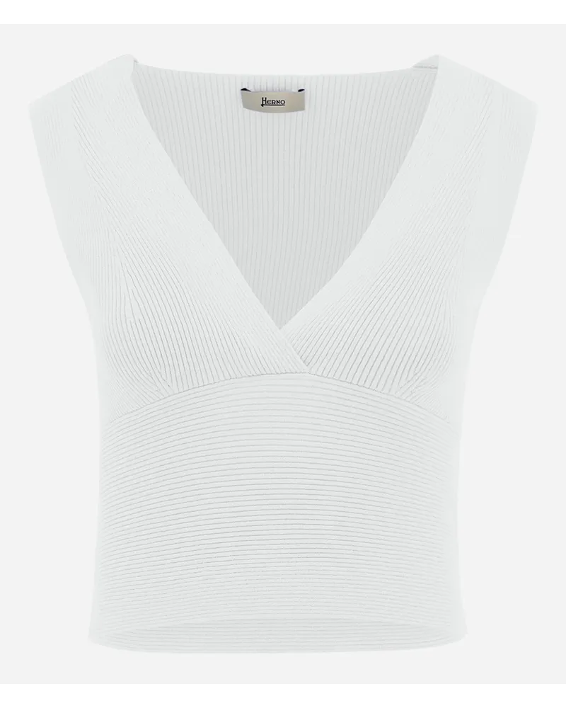 Herno Endless Viscose Rib Top Weiß Verkauf