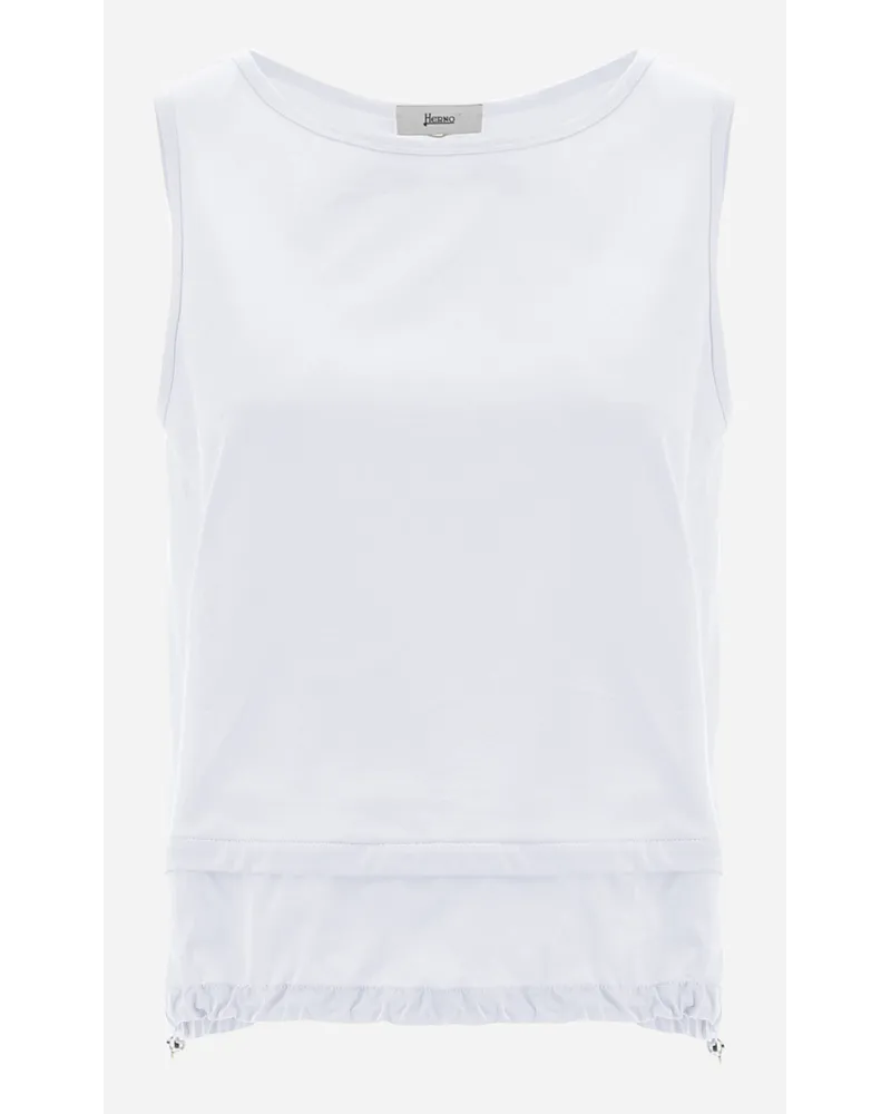 Herno Chic Cotton Jersey Und New Techno Taffetà Top Weiß Blitzverkäufe