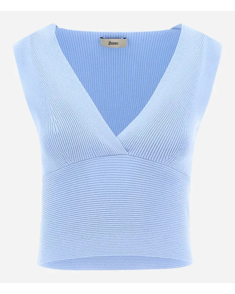 Herno Endless Viscose Rib Top Hellblau Online